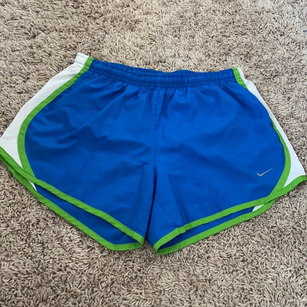 Blue green and white Nike dry fit girls shorts